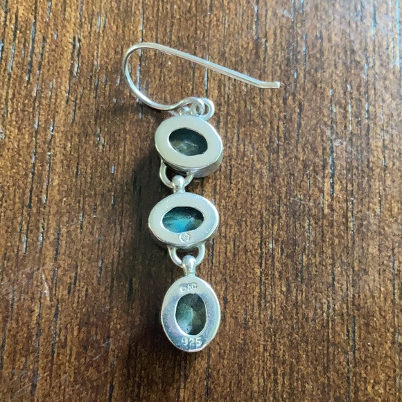 Sterling silver and blue dangling earrings - Picture 3 of 3